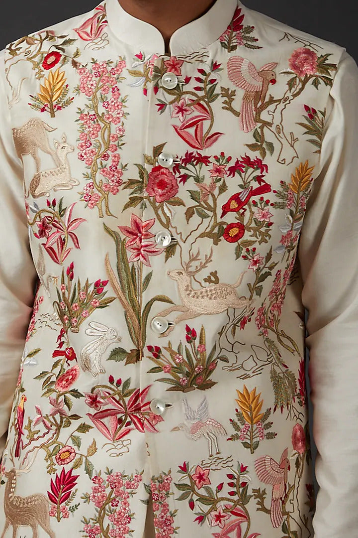 Ivory Bundi With Embroidery