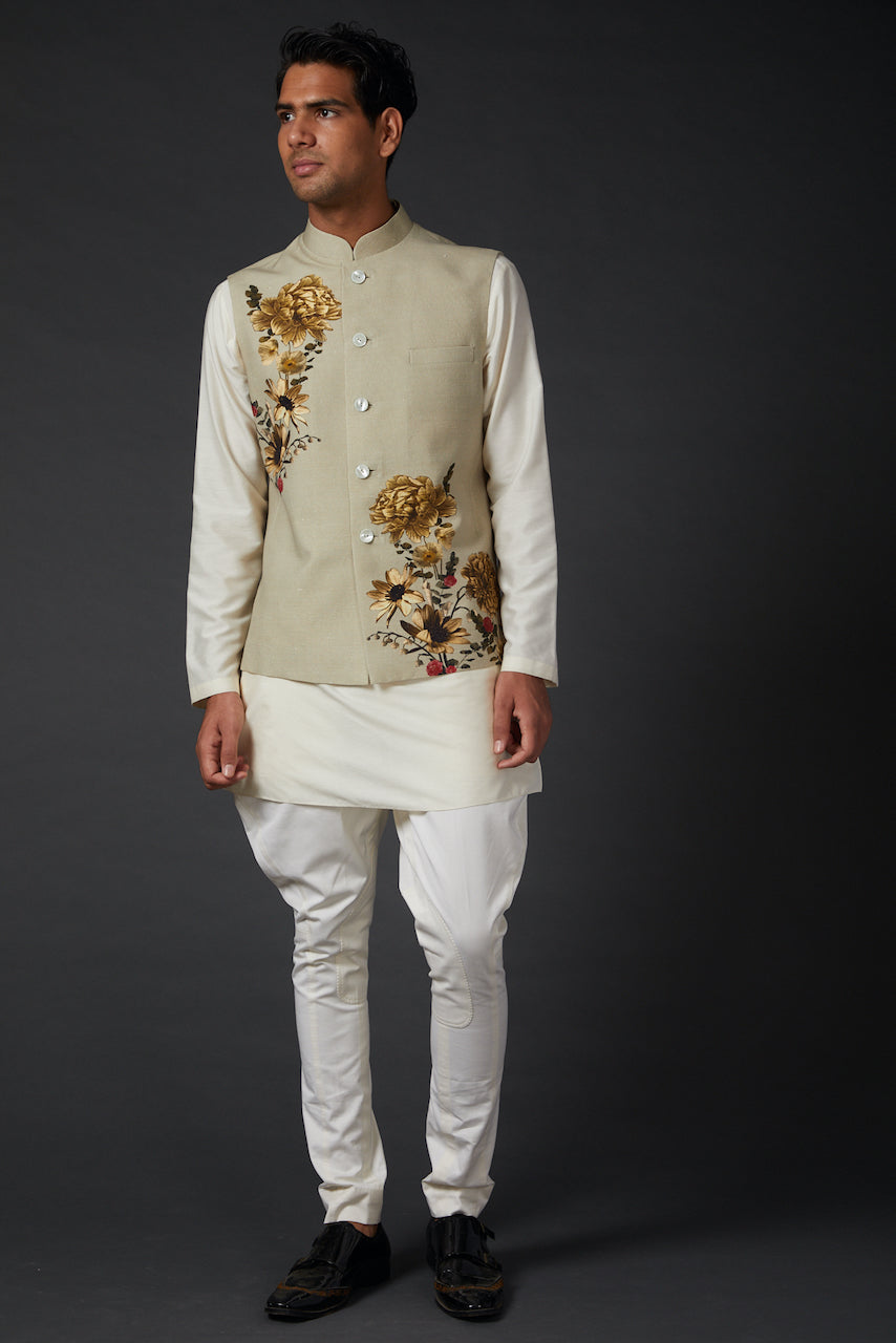 Beige Digital Printed Bundi