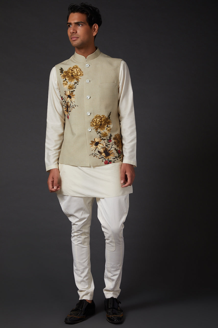 Beige Digital Printed Bundi
