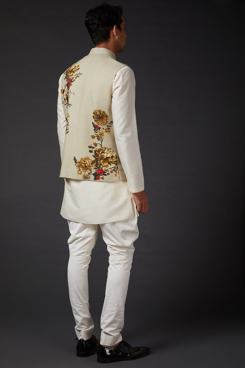 Beige Digital Printed Bundi