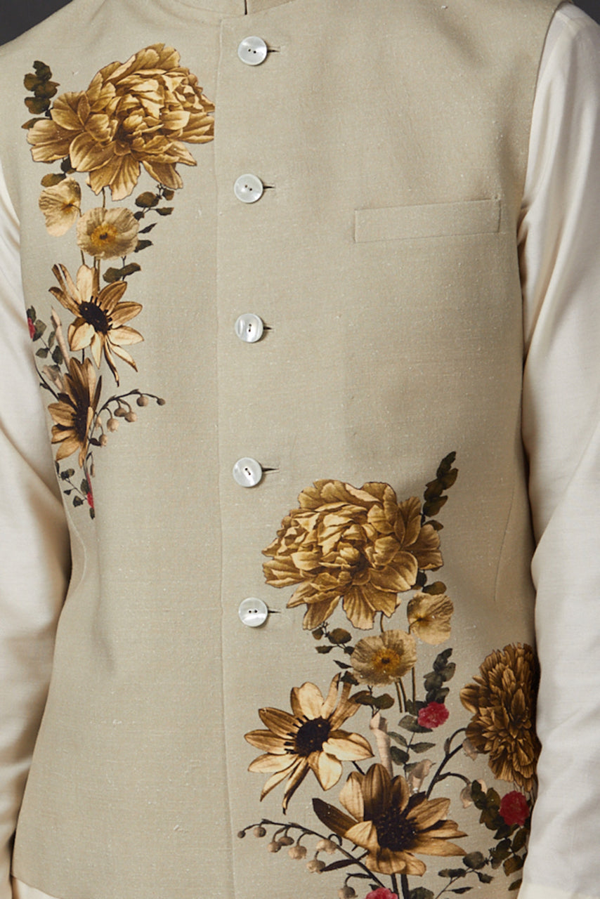 Beige Digital Printed Bundi