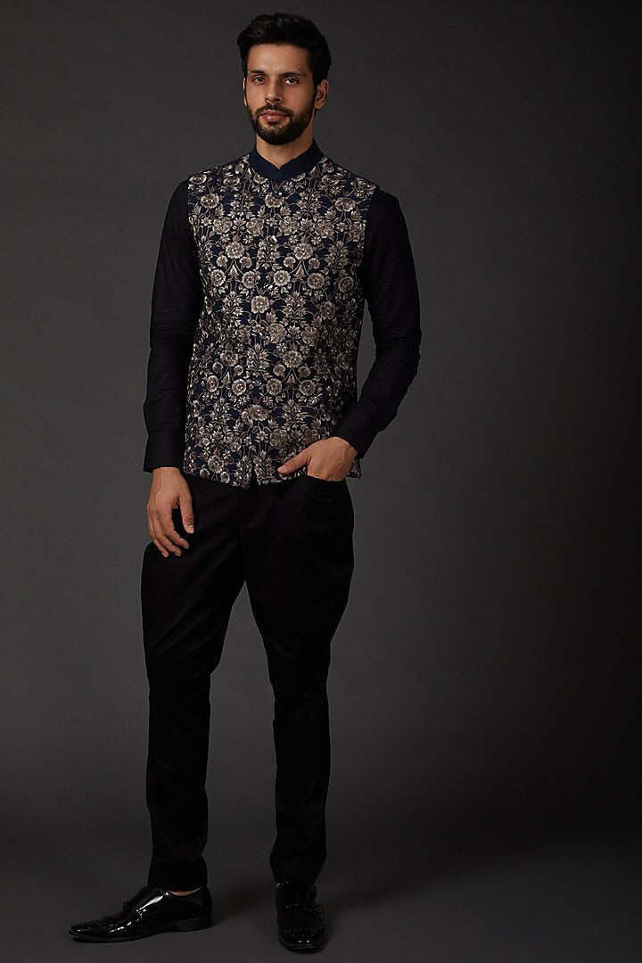 Indigo Bundi In Matka Silk