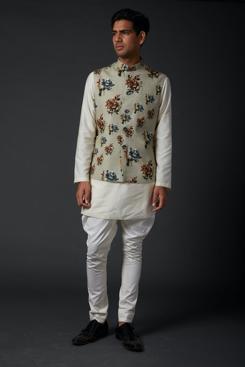 Beige Bundi With Digital Print