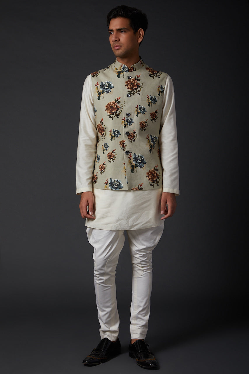 Beige Bundi With Digital Print