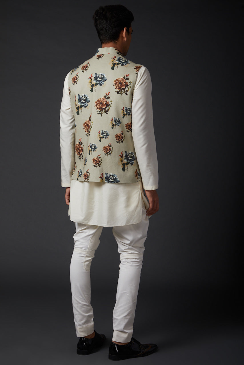 Beige Bundi With Digital Print