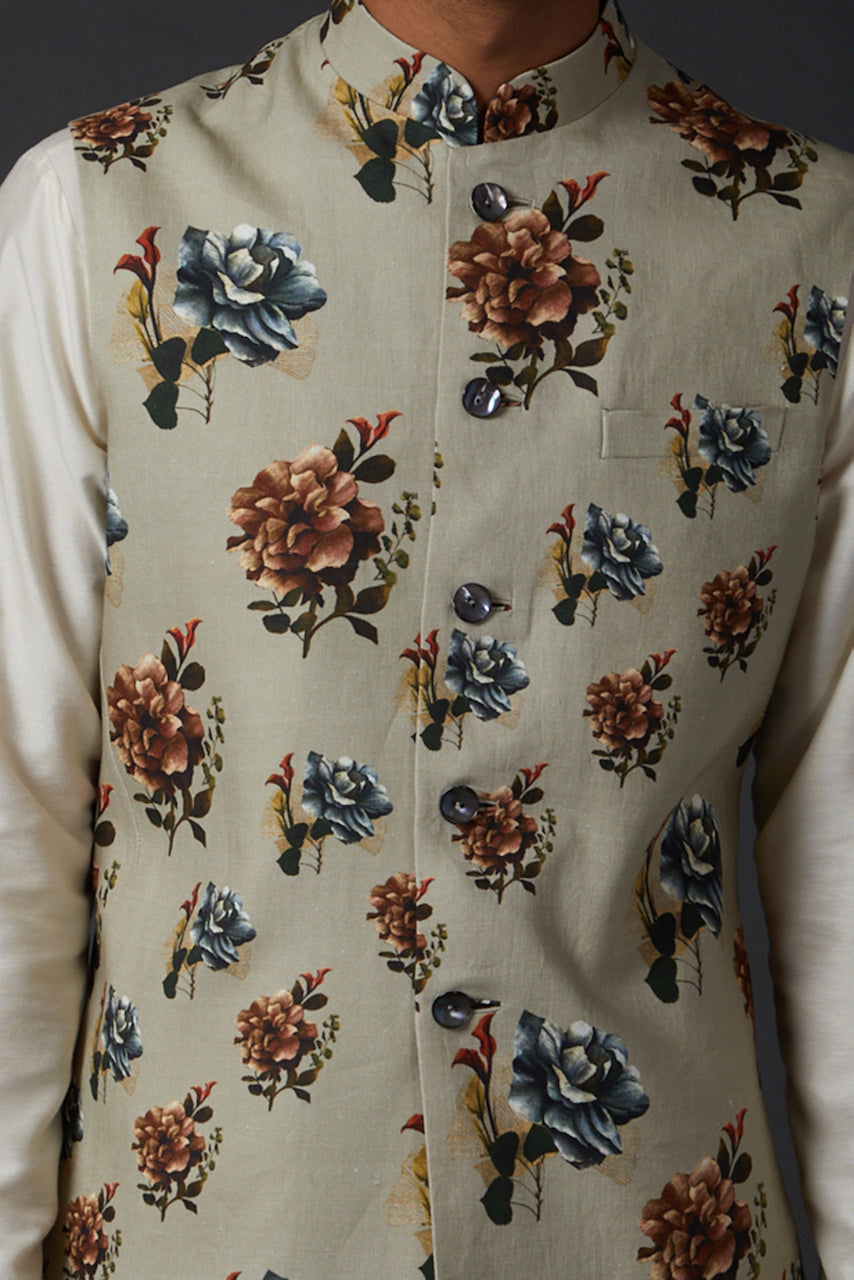 Beige Bundi With Digital Print