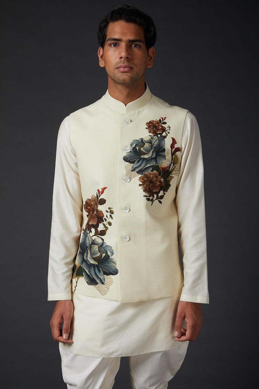Ivory Matka Digital Printed Bundi