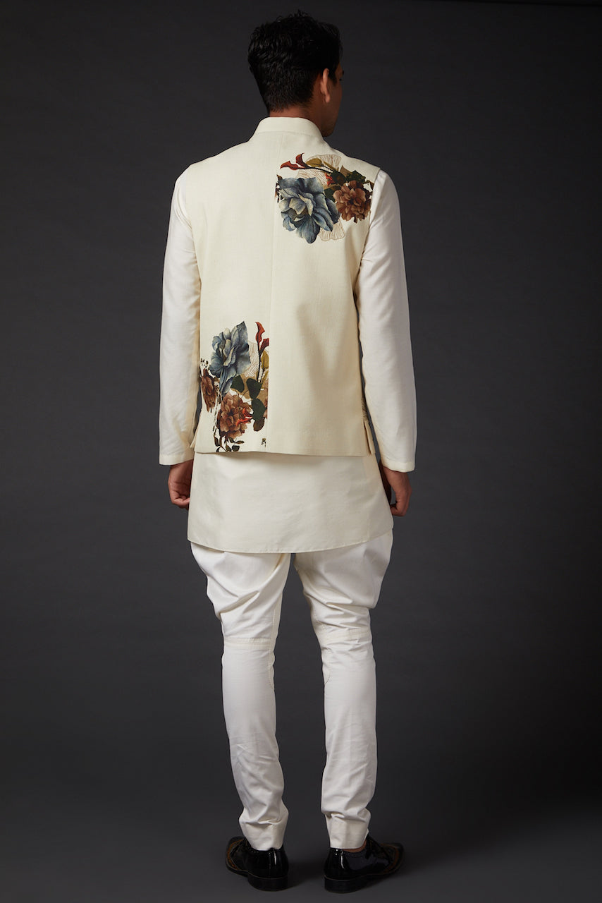 Ivory Matka Digital Printed Bundi