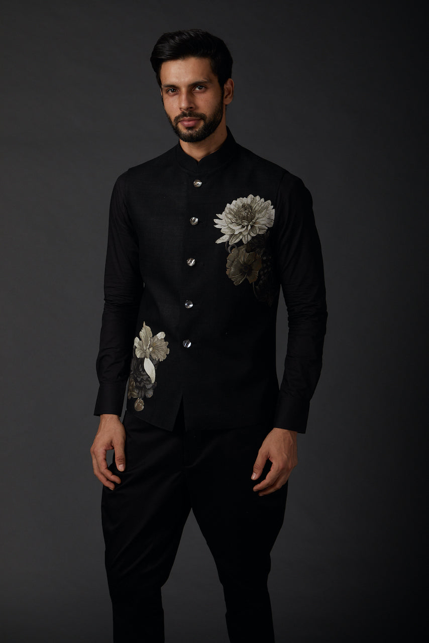 Black Printed Bundi