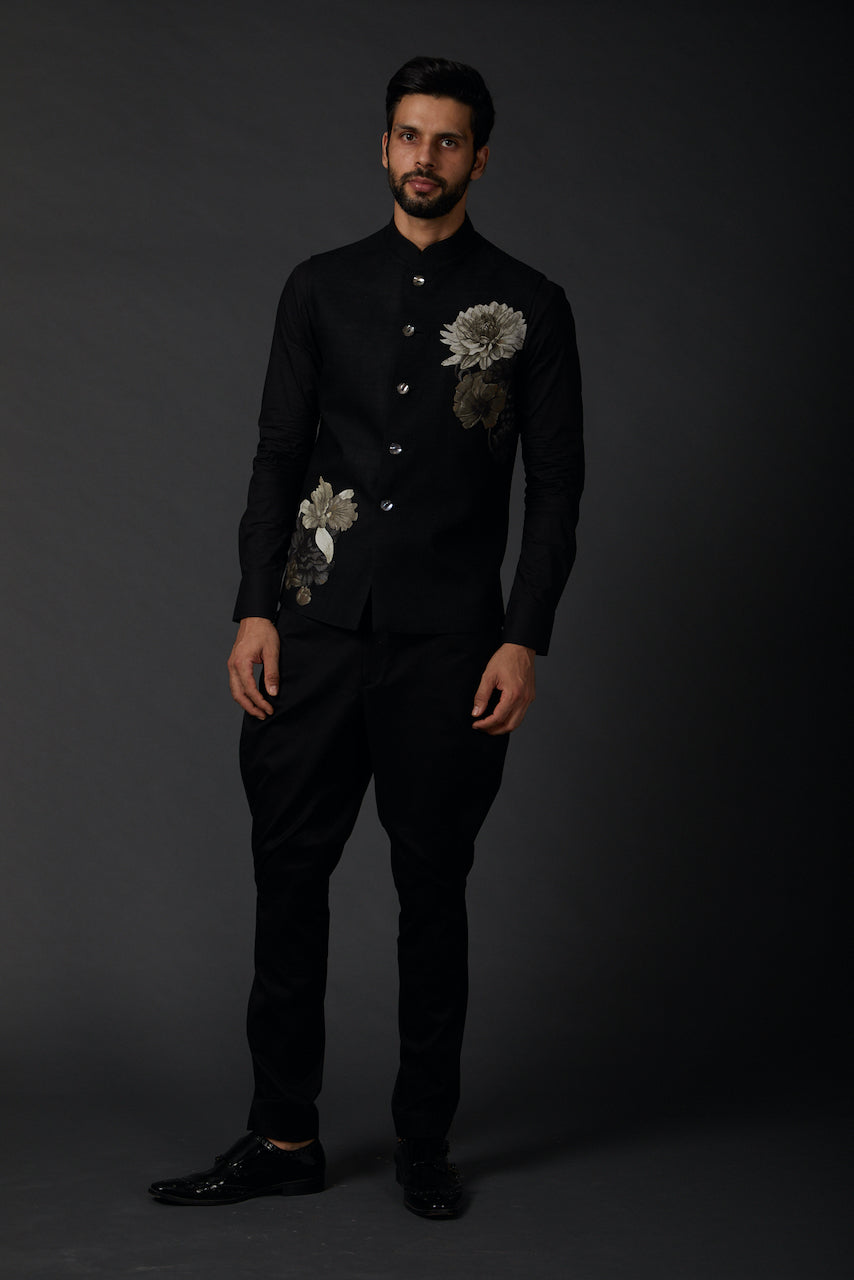 Black Printed Bundi