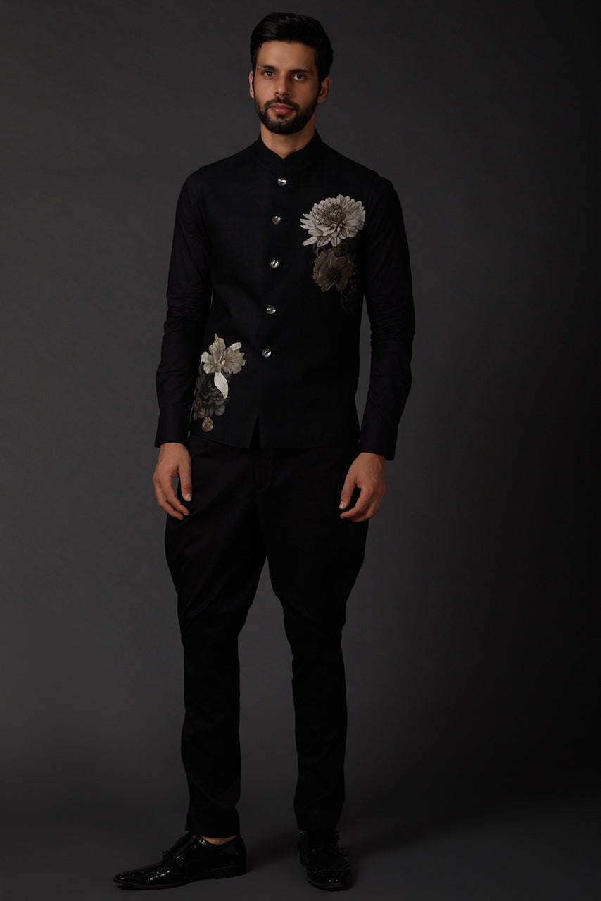 Black Printed Bundi