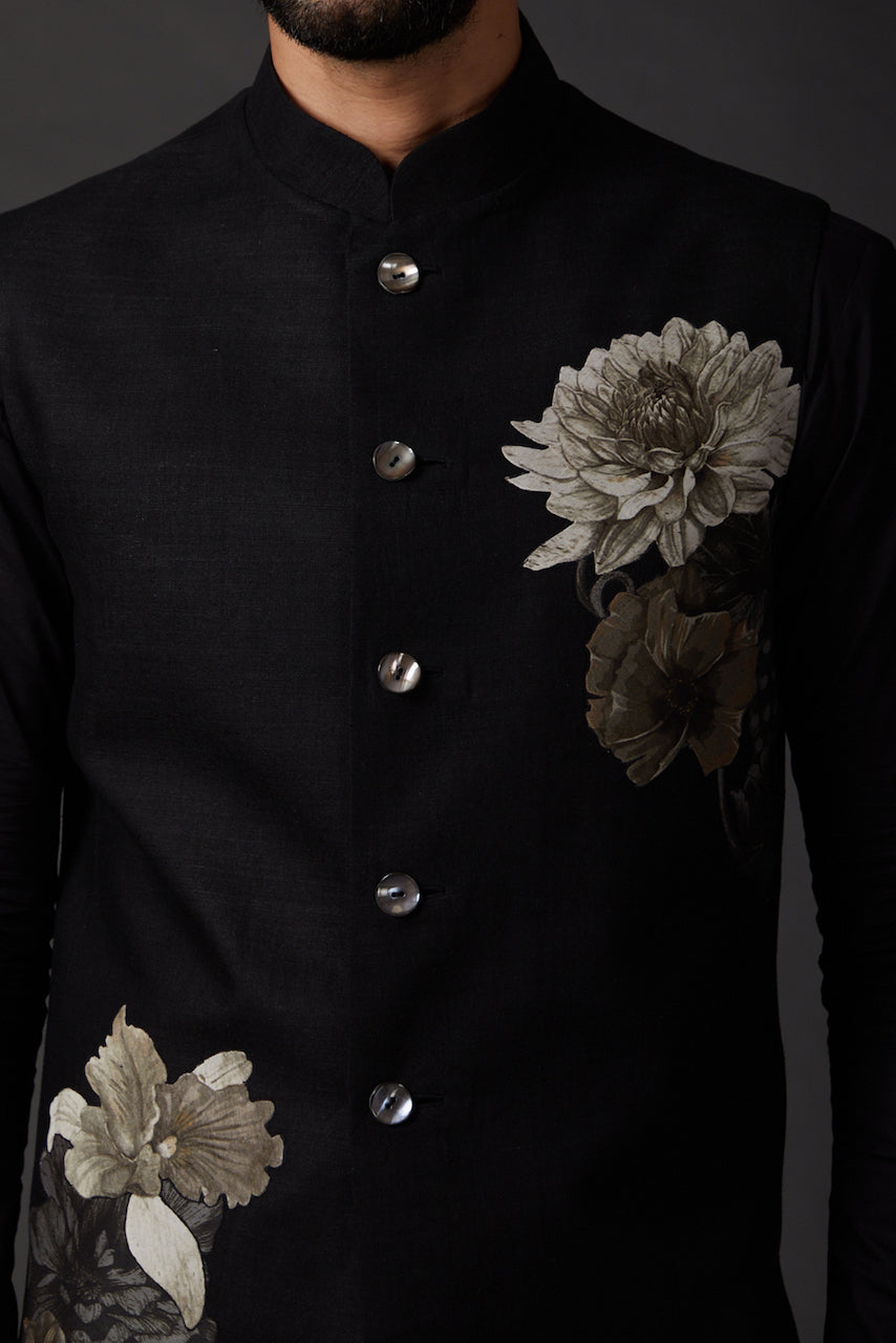 Black Printed Bundi