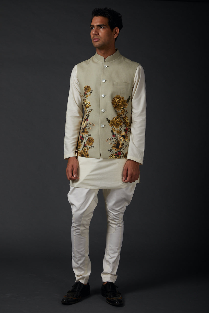 Ivory Printed Bundi