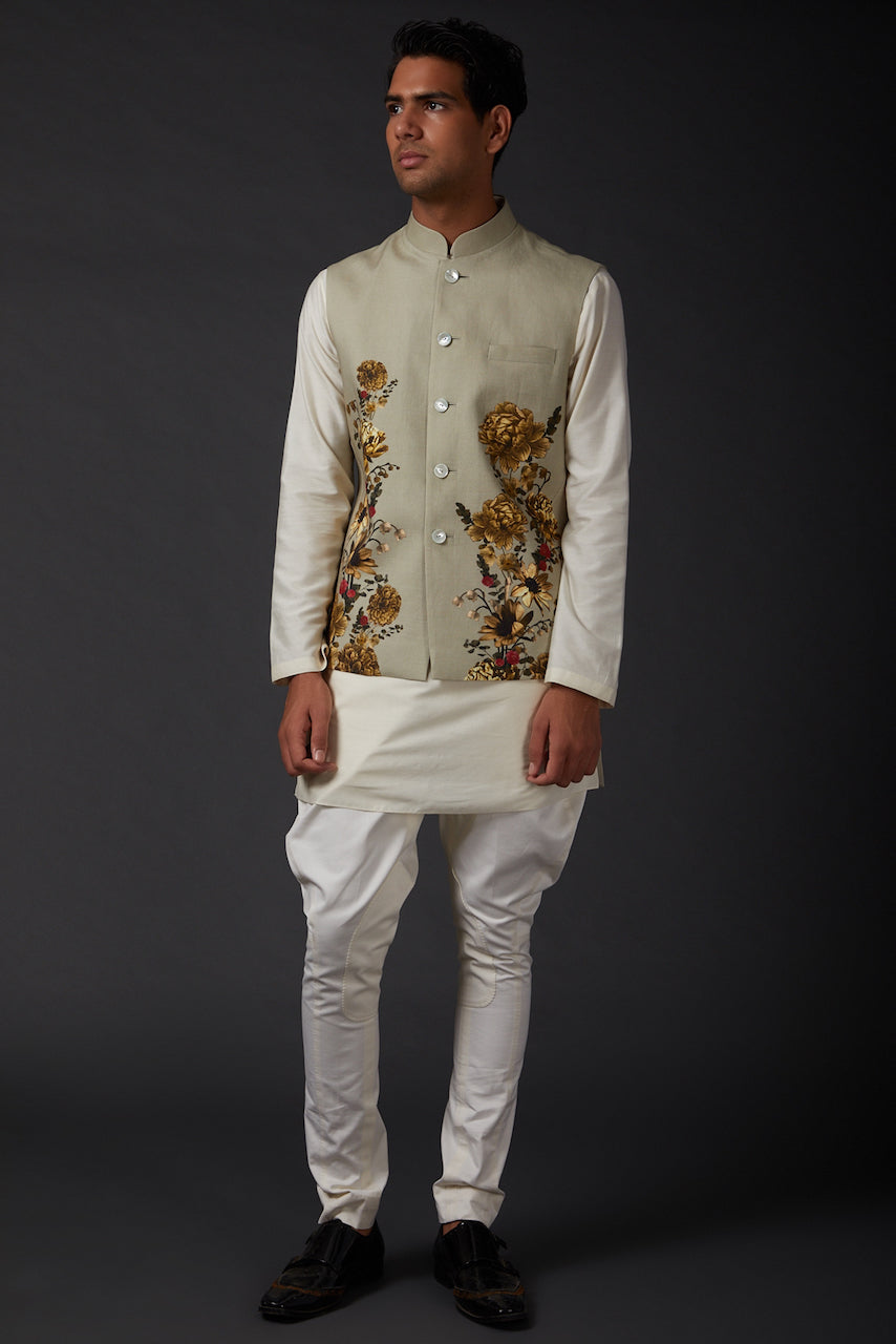 Ivory Printed Bundi