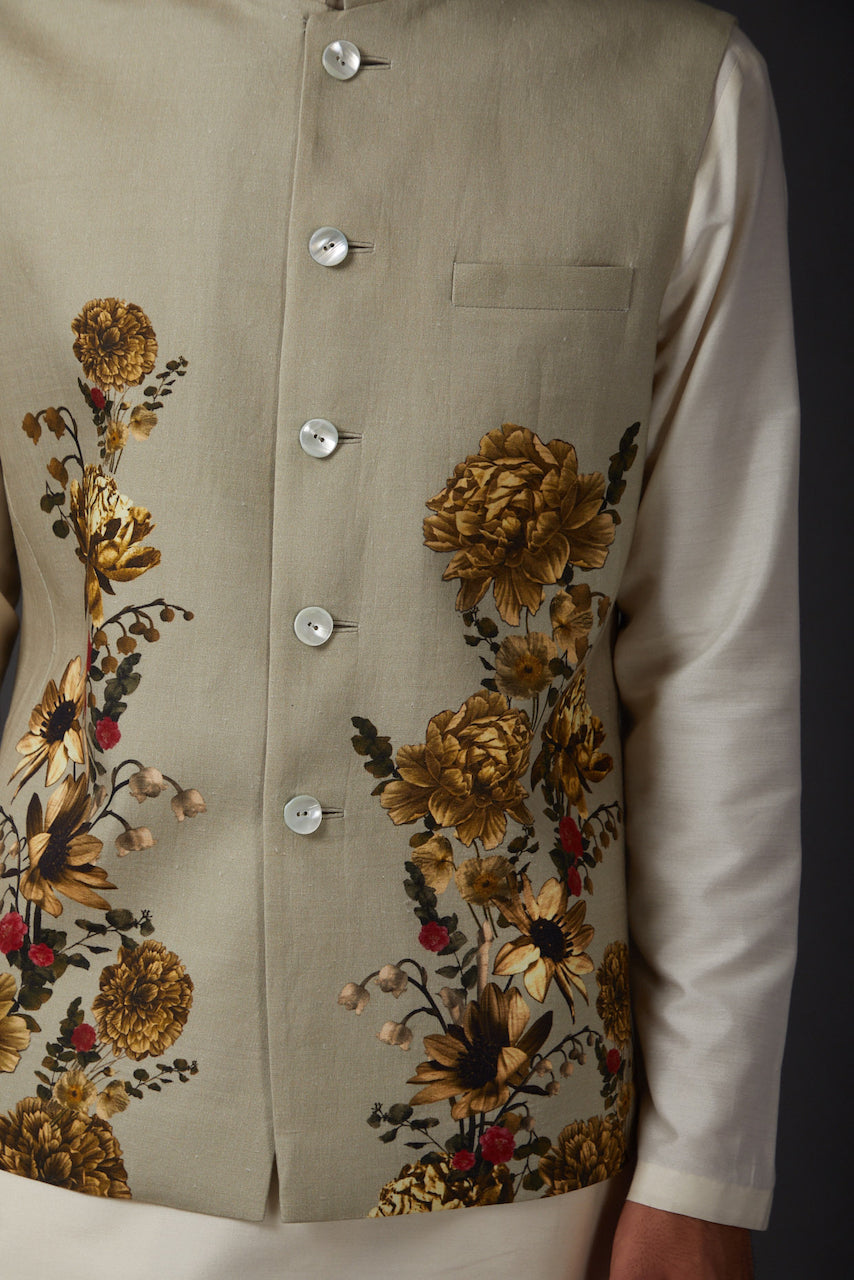 Ivory Printed Bundi