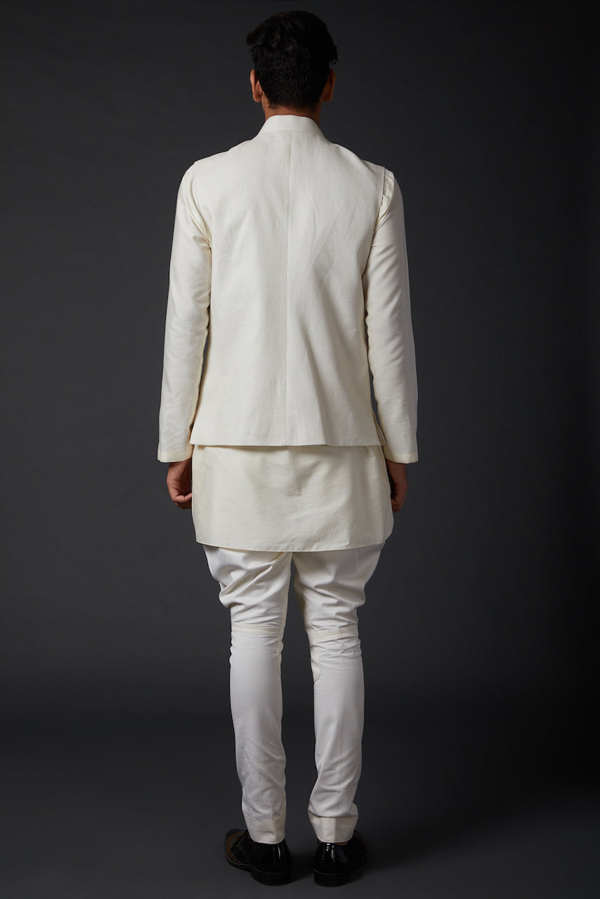 Ivory Digital Printed Bundi Matka Jacket