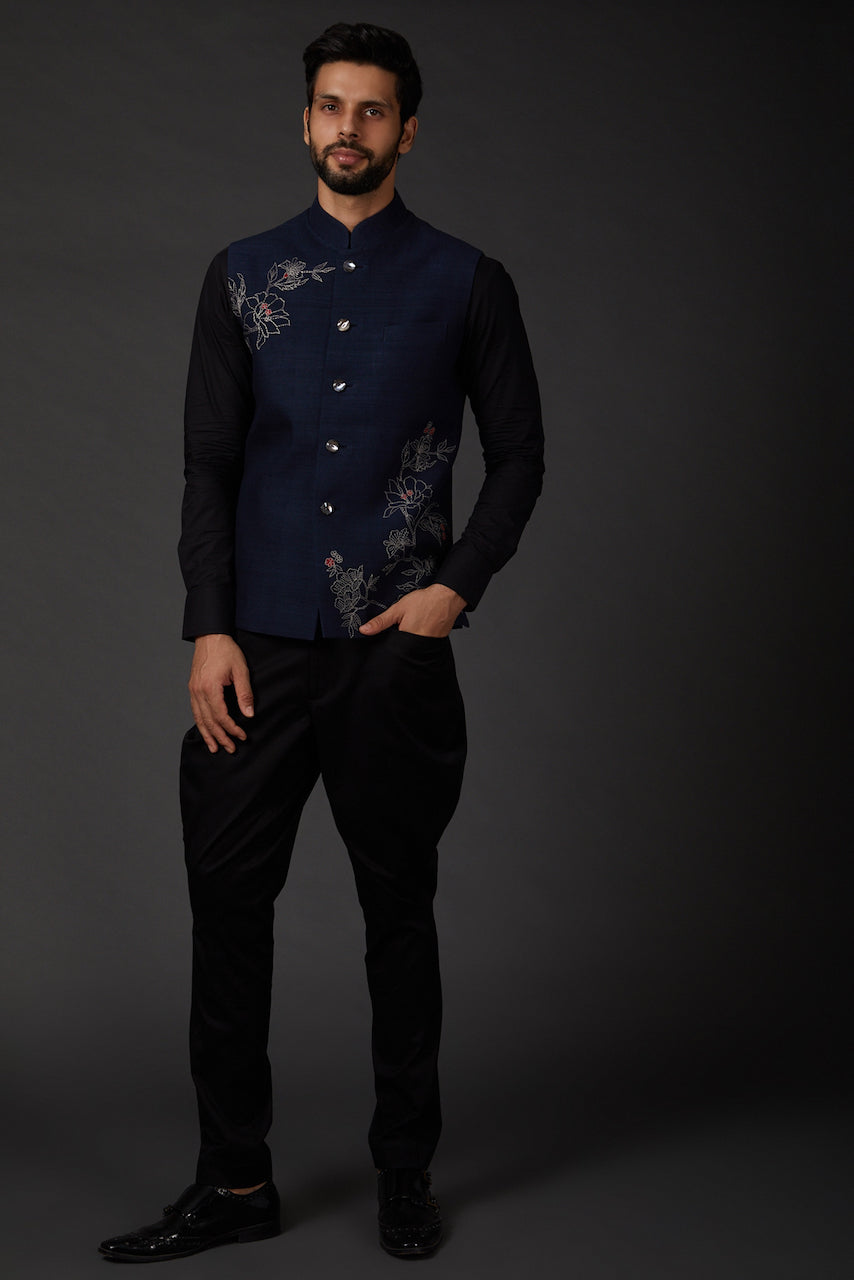 Indigo Machine Embroidered Jacket