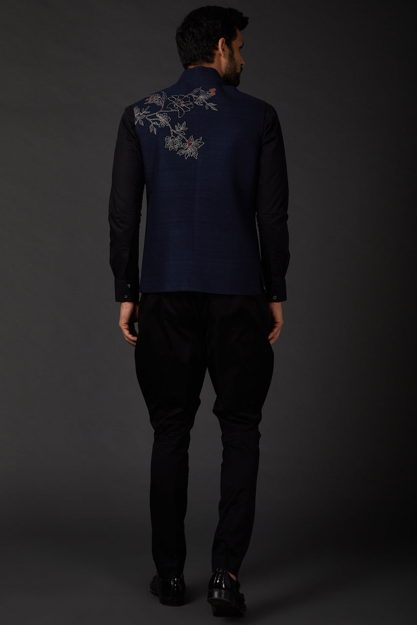 Indigo Machine Embroidered Jacket
