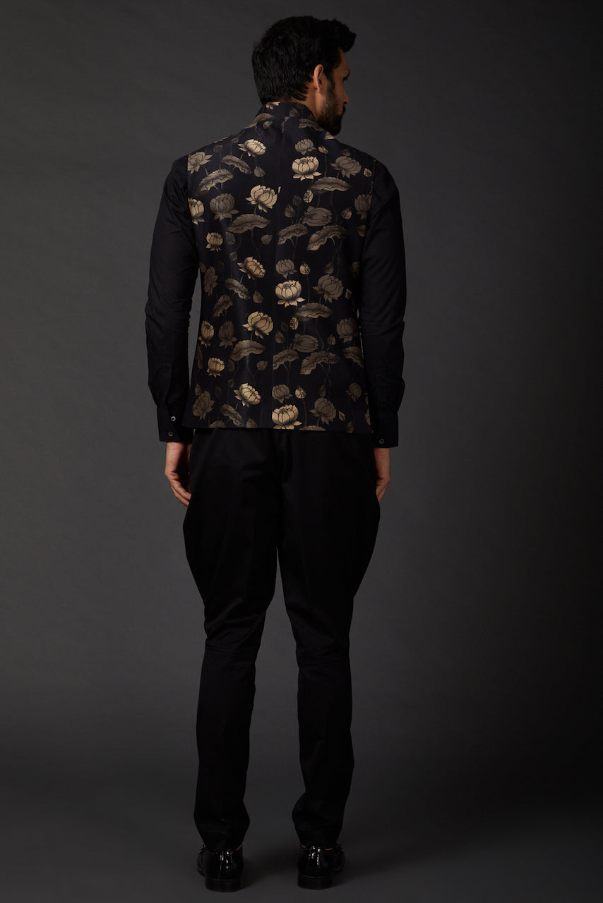 Black Chanderi Digital Printed Bundi