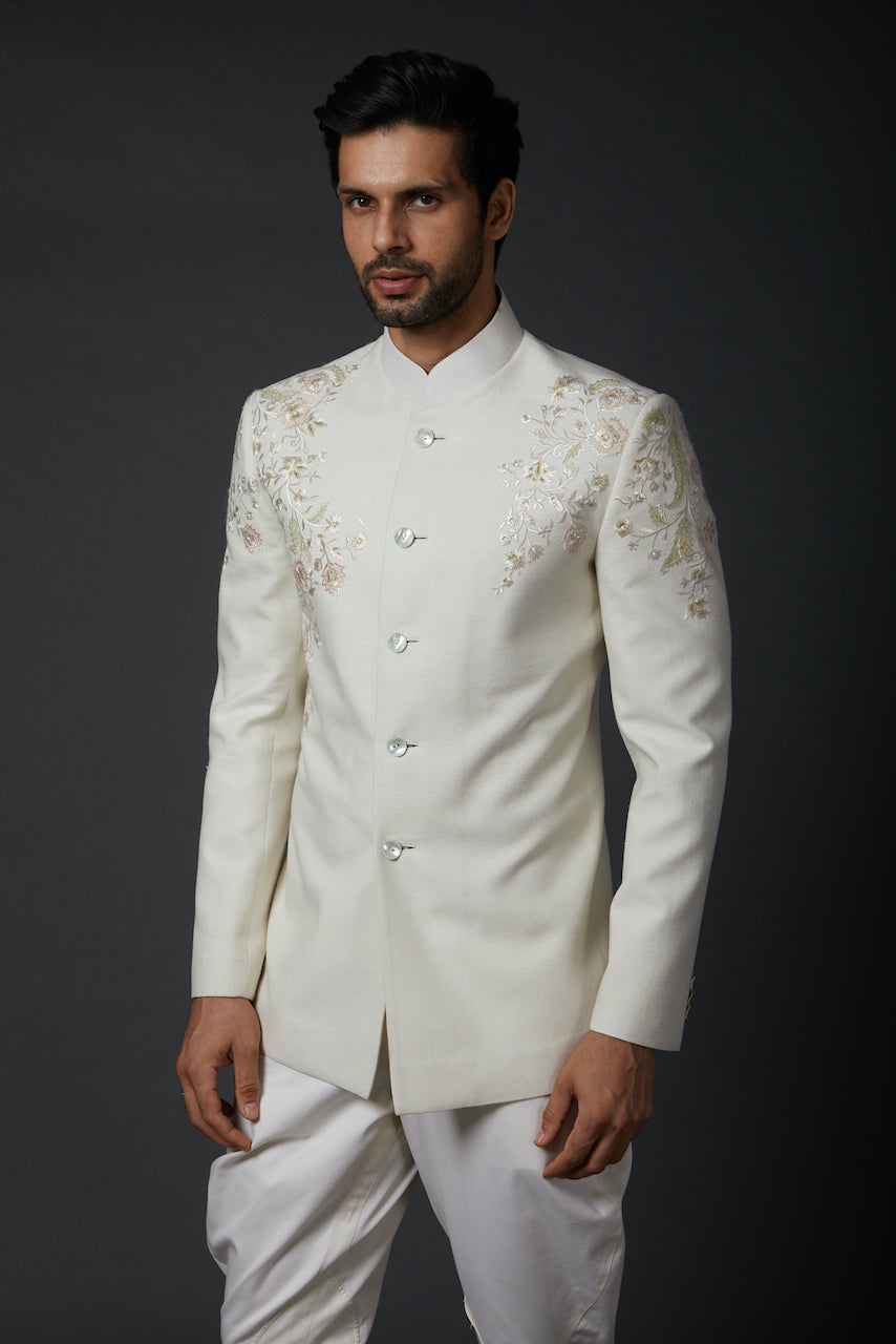 Ivory Matka Silk Bandhgala