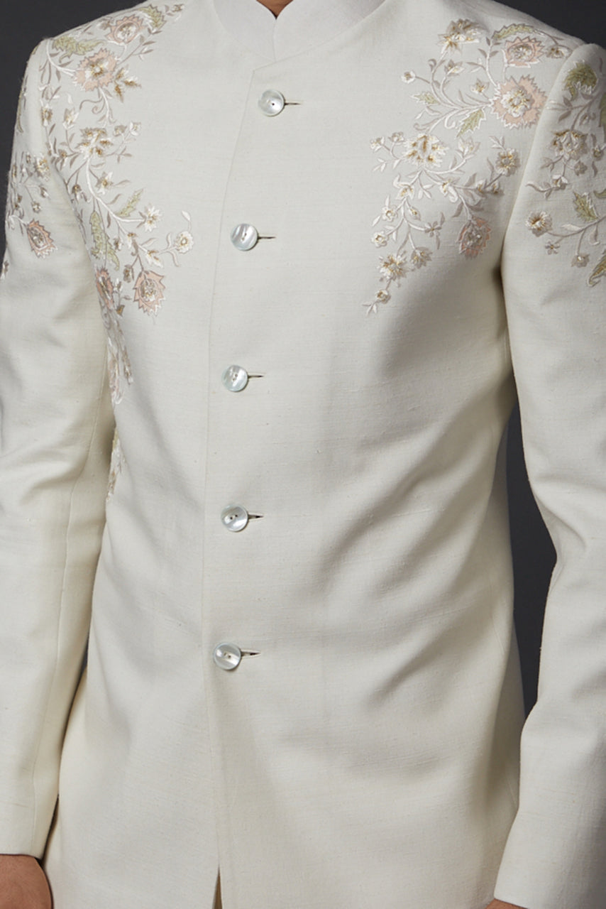 Ivory Matka Silk Bandhgala