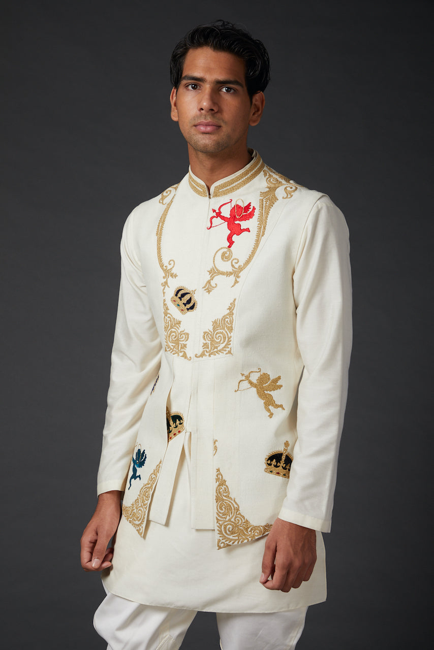 Ivory Embroidered Bundi