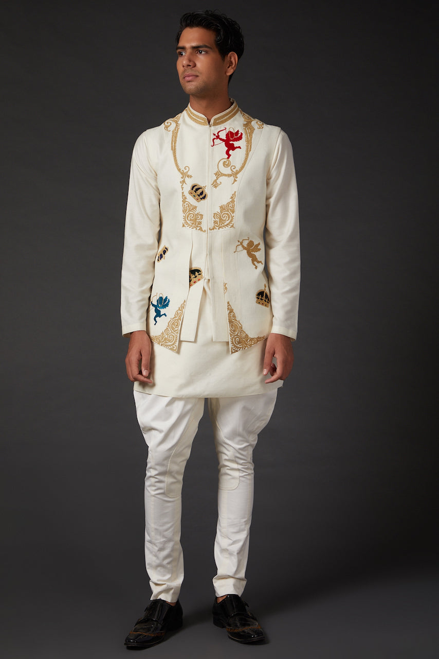 Ivory Embroidered Bundi