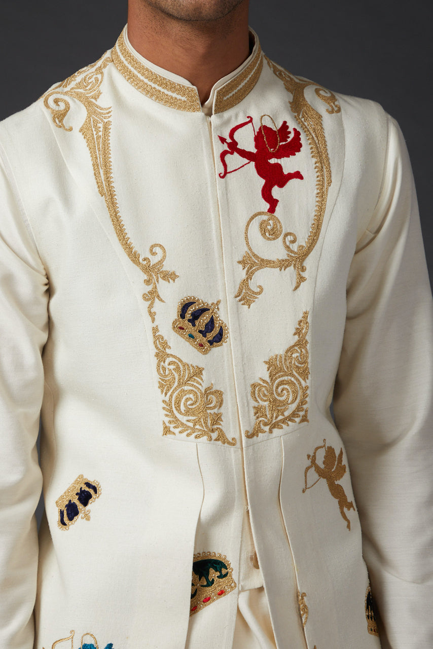 Ivory Embroidered Bundi
