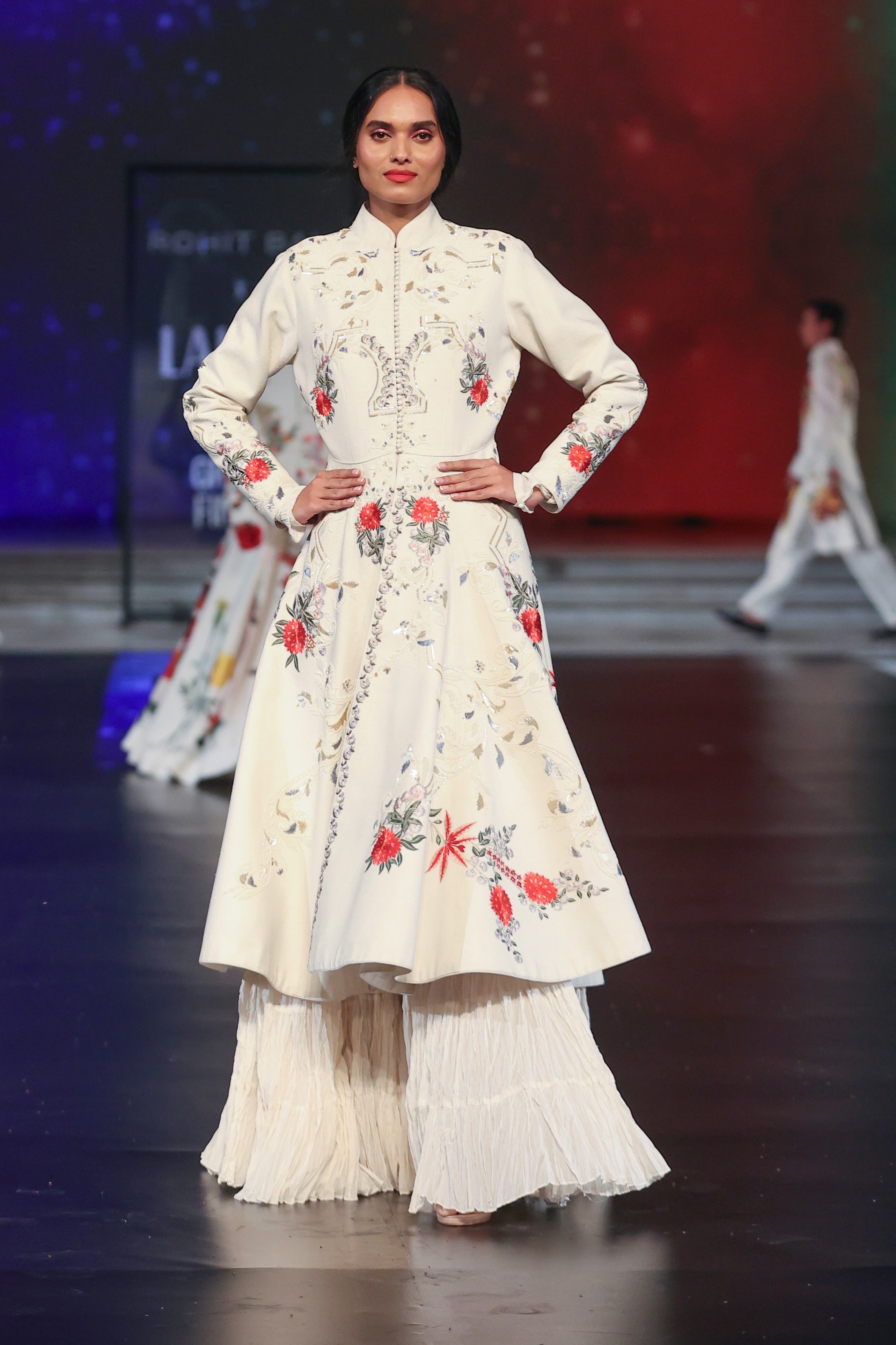 Women's Matka Silk Long Jacket With Embroidery