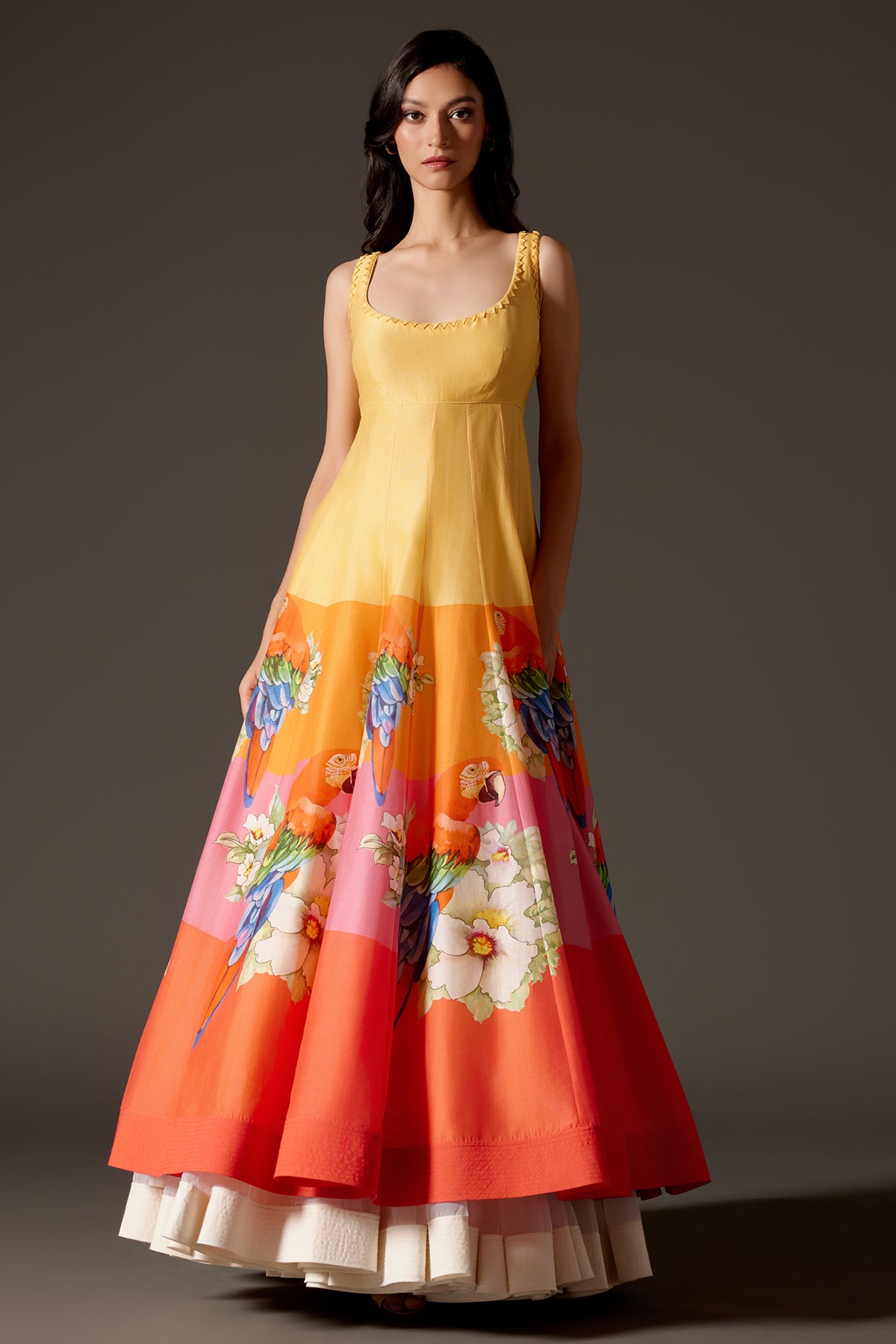 Multi-Color Printed Anarkali Set With Churidar And Dupatta
