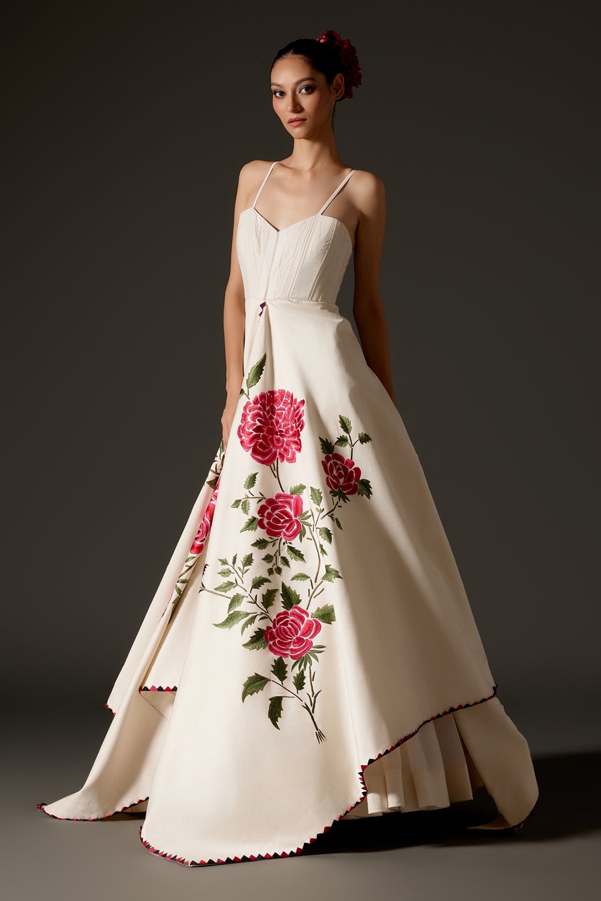 Ivory Embroidered Chanderi Dress
