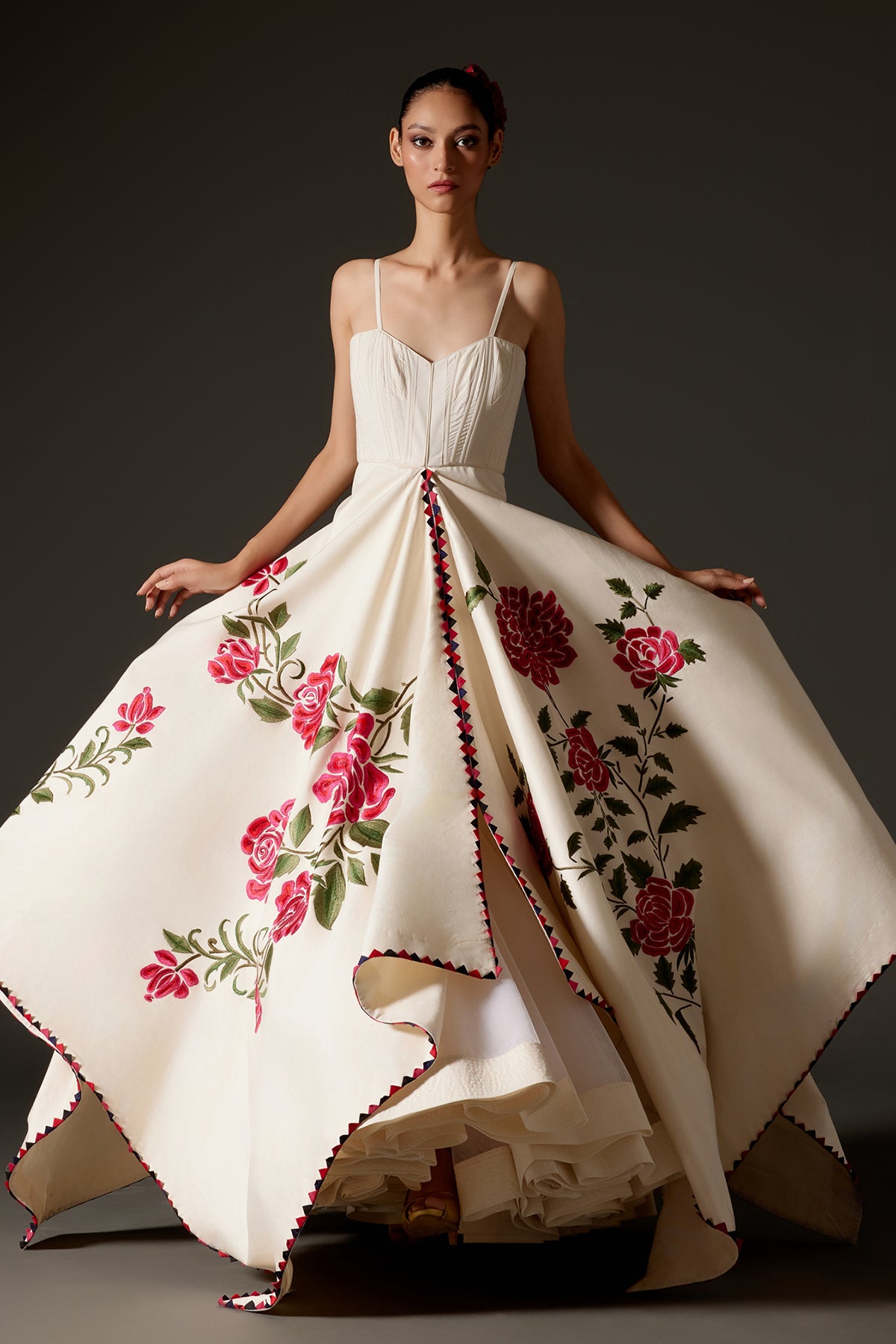 Ivory Embroidered Chanderi Dress