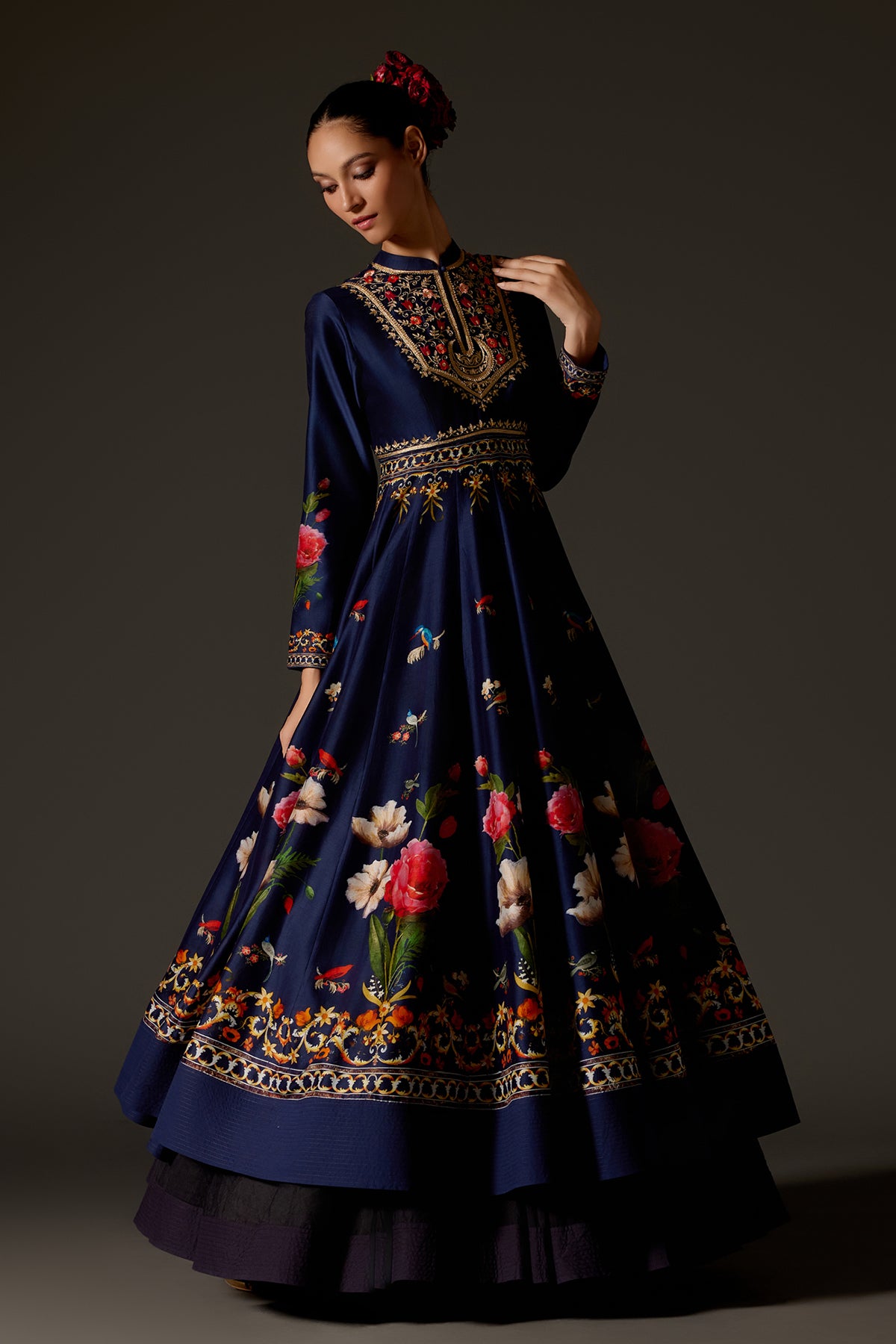 Indigo Chanderi Anarkali Set