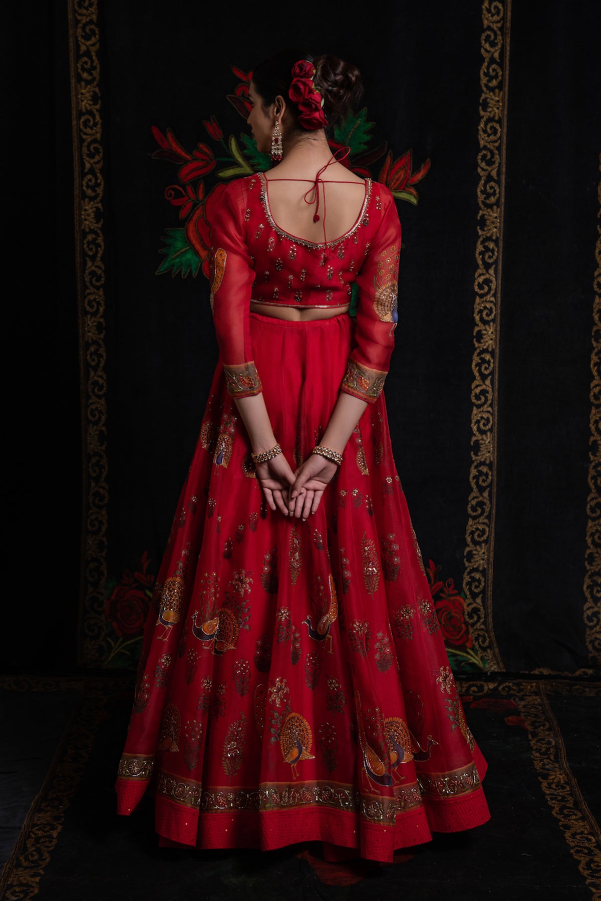 Organza Lehenga Set With Digital Print Embroidery