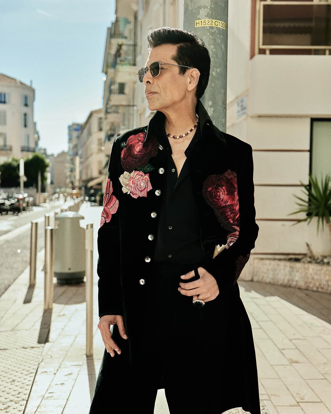 Karan Johar Inspired Silk Velvet Embroidered Sherwani by Rohit Bal