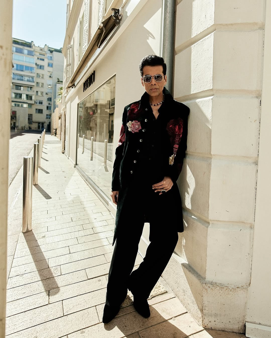 Karan Johar Inspired Silk Velvet Embroidered Sherwani by Rohit Bal