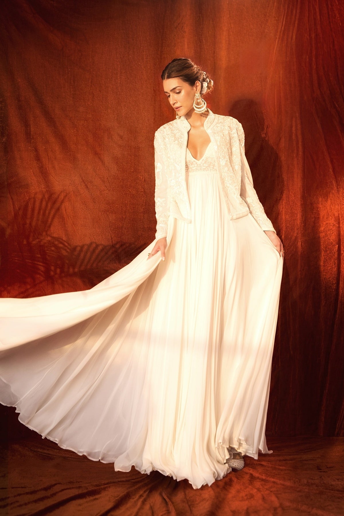 Women's Ivory Short Jacket & Anarkali