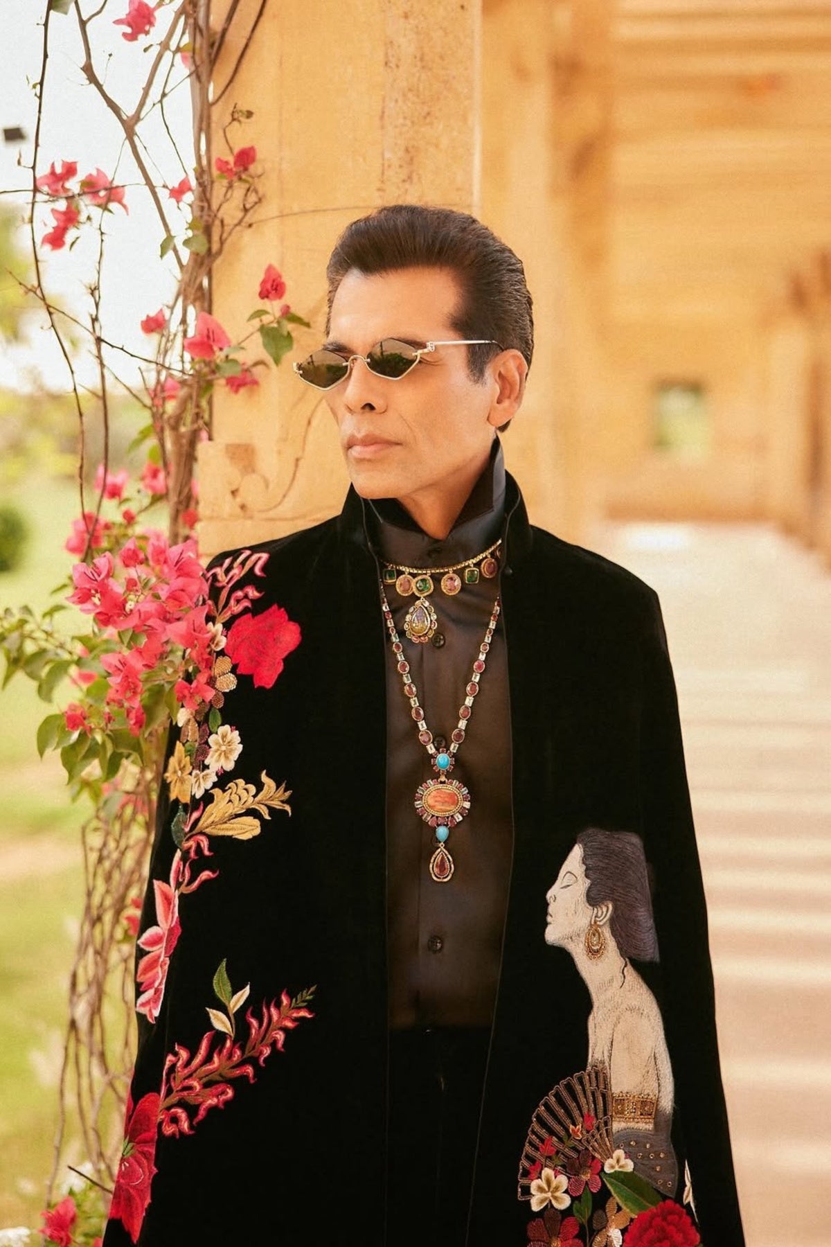 Men's Black Silk Velvet Cape