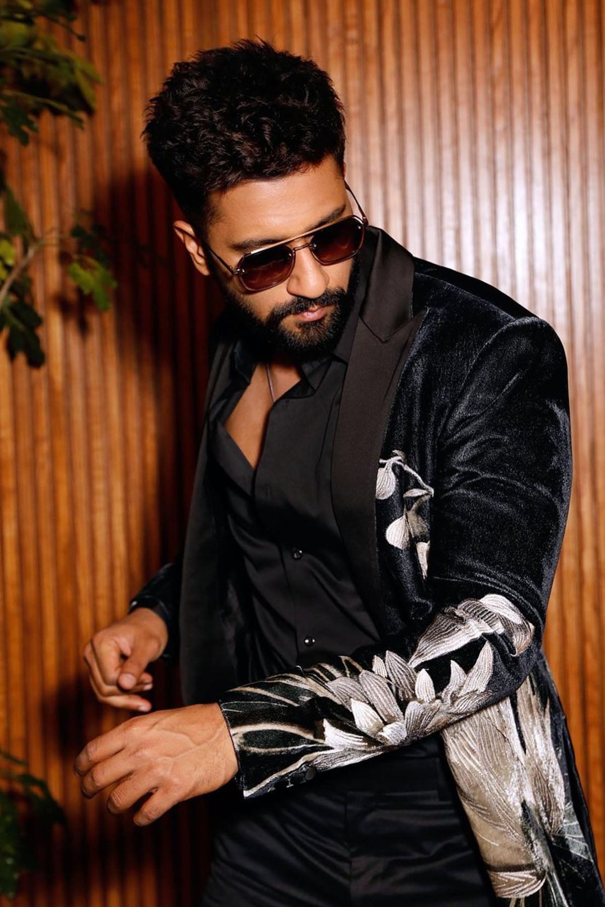 Black Velvet Tuxedo With Floral Embroidery