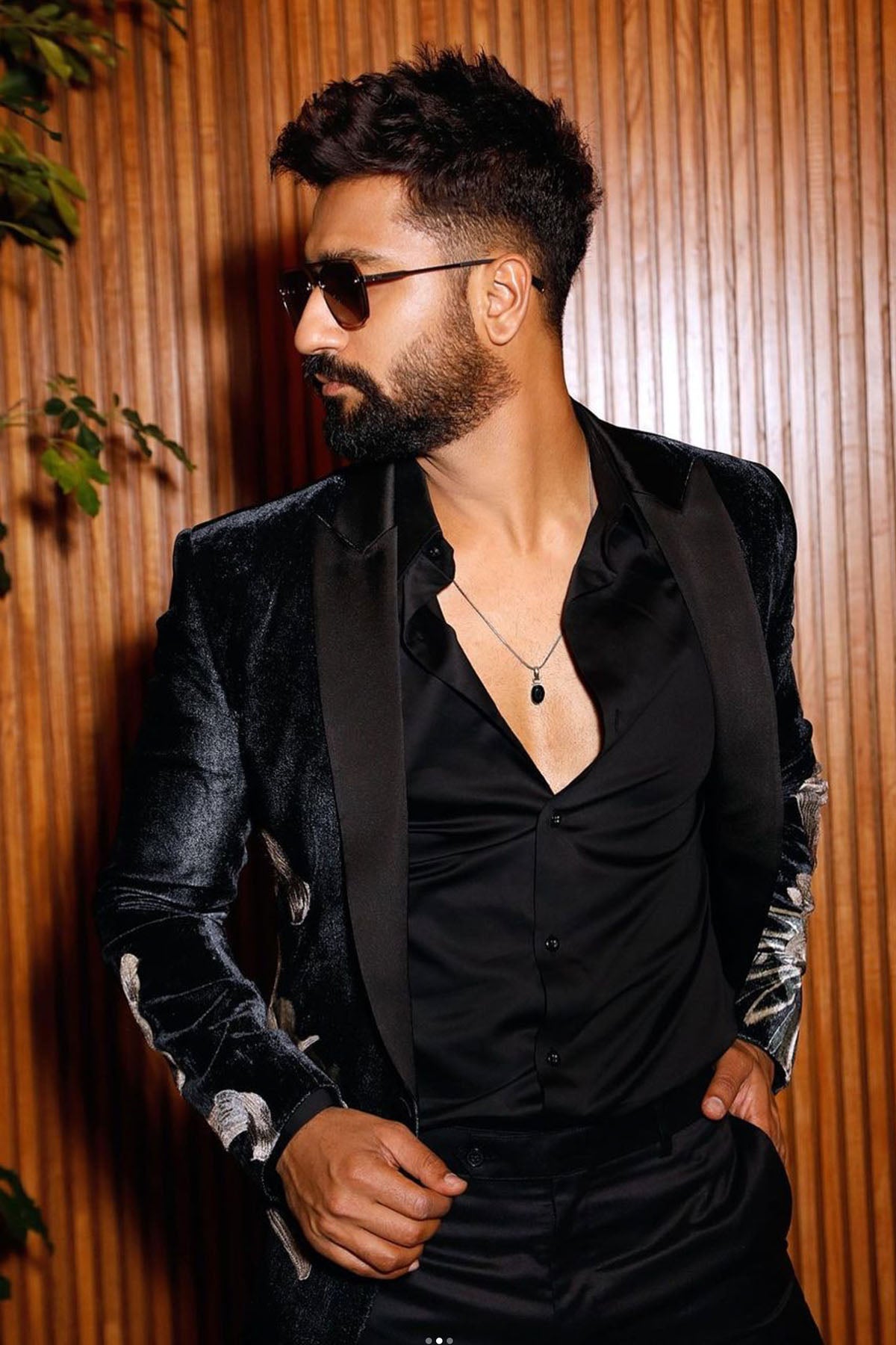 Black Velvet Tuxedo With Floral Embroidery