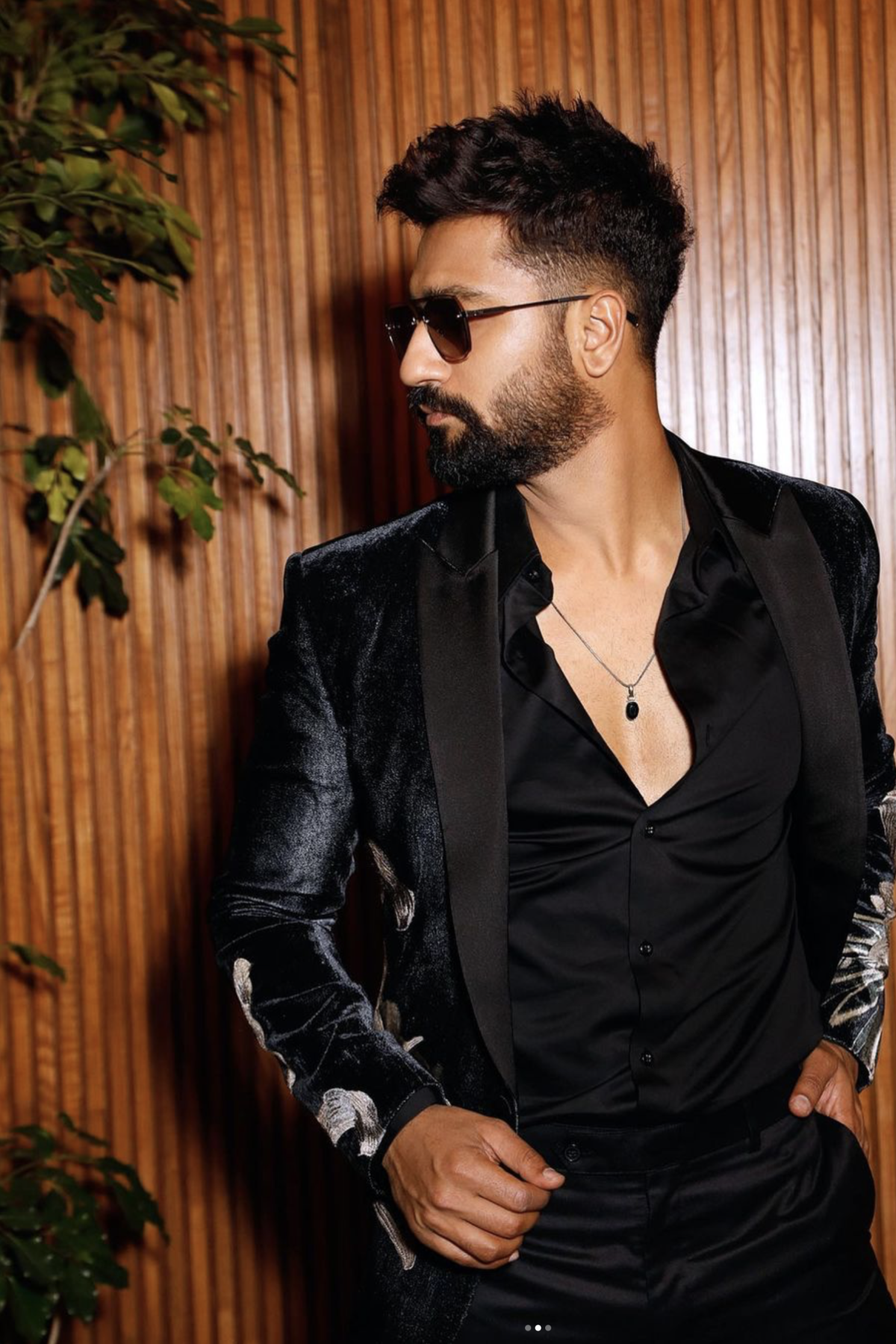 Black Velvet Tuxedo With Floral Embroidery