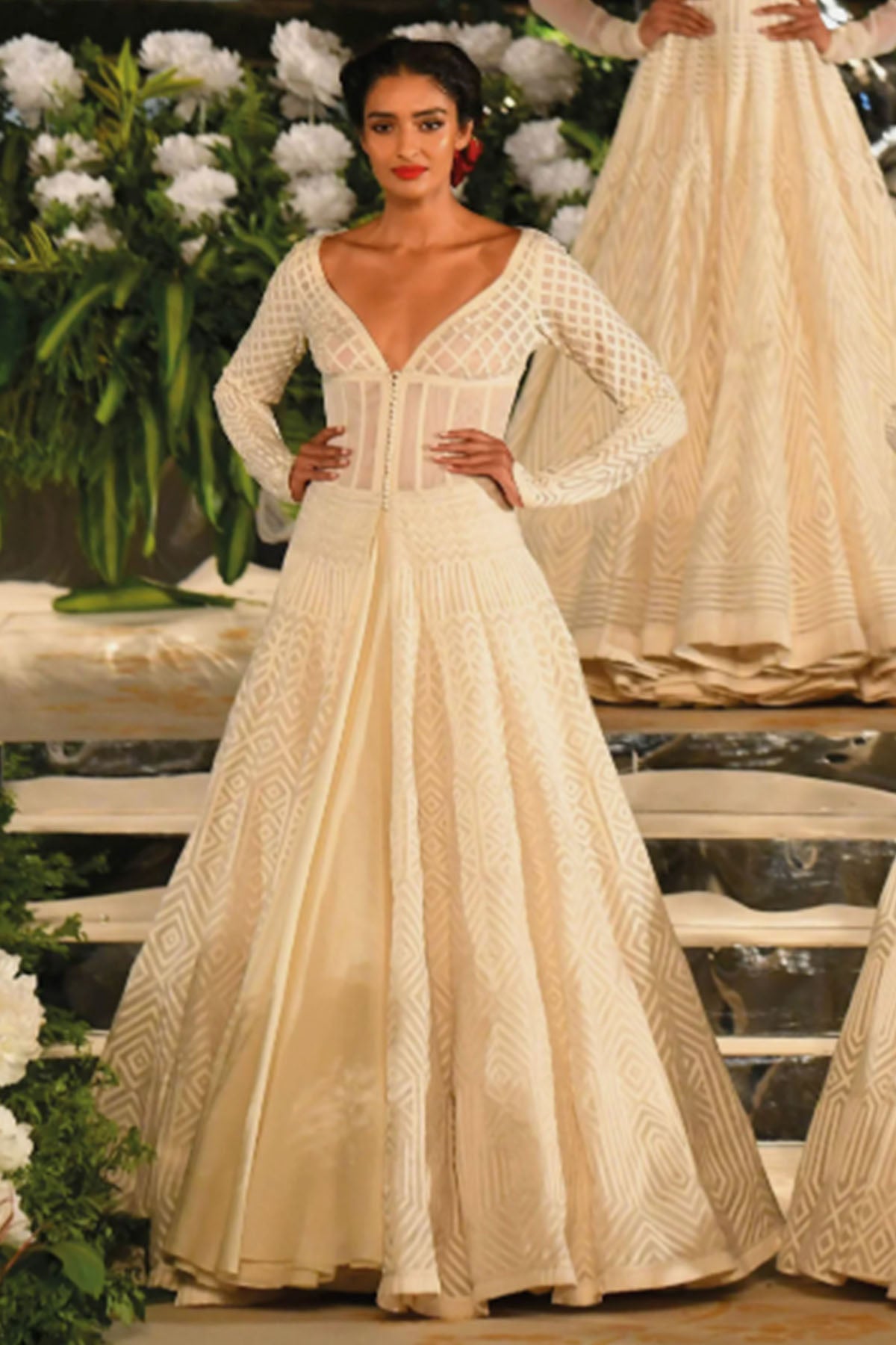 Women's Ivory Anarkali Set