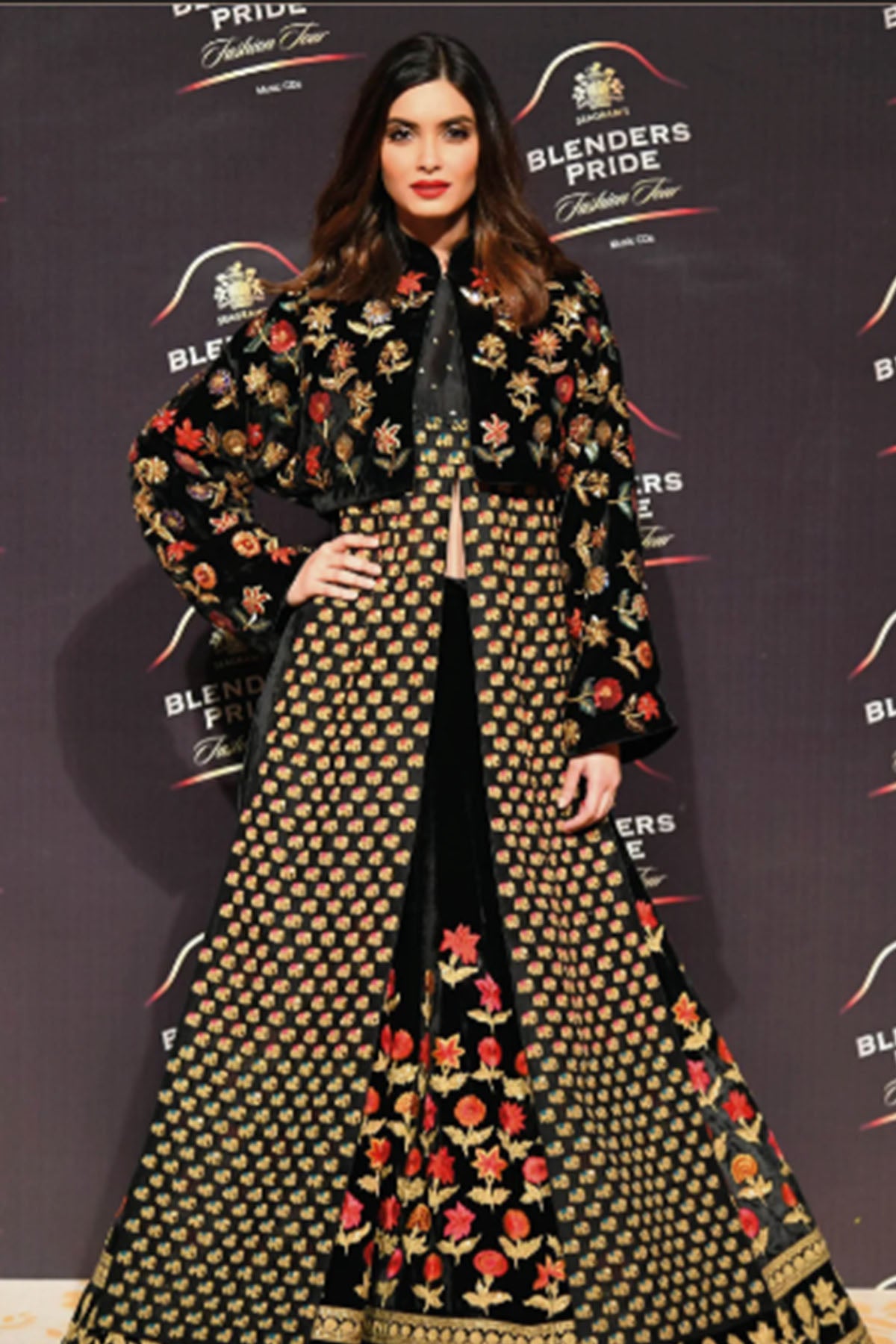 Women's Black Jacket, Lehenga And Peplum