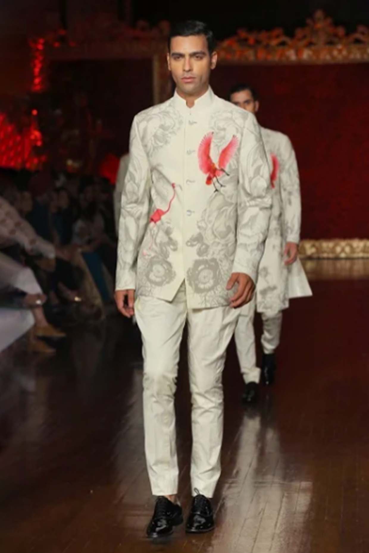 Ivory Printed Bandhgala