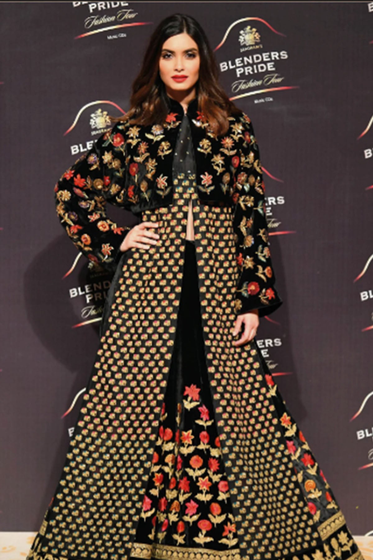 Women's Black Jacket, Lehenga And Peplum