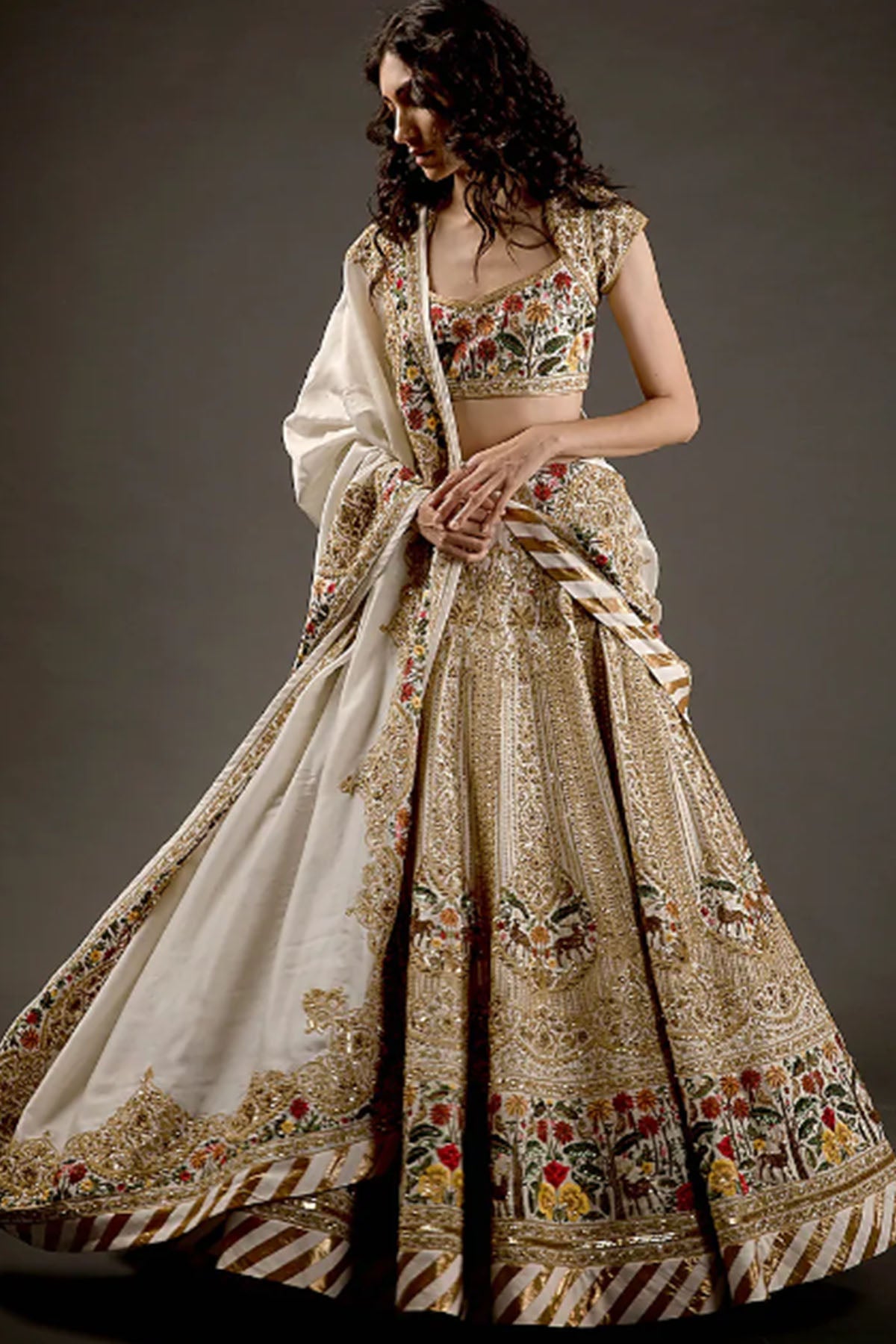 Women's Ivory Embroidered Lehenga Set