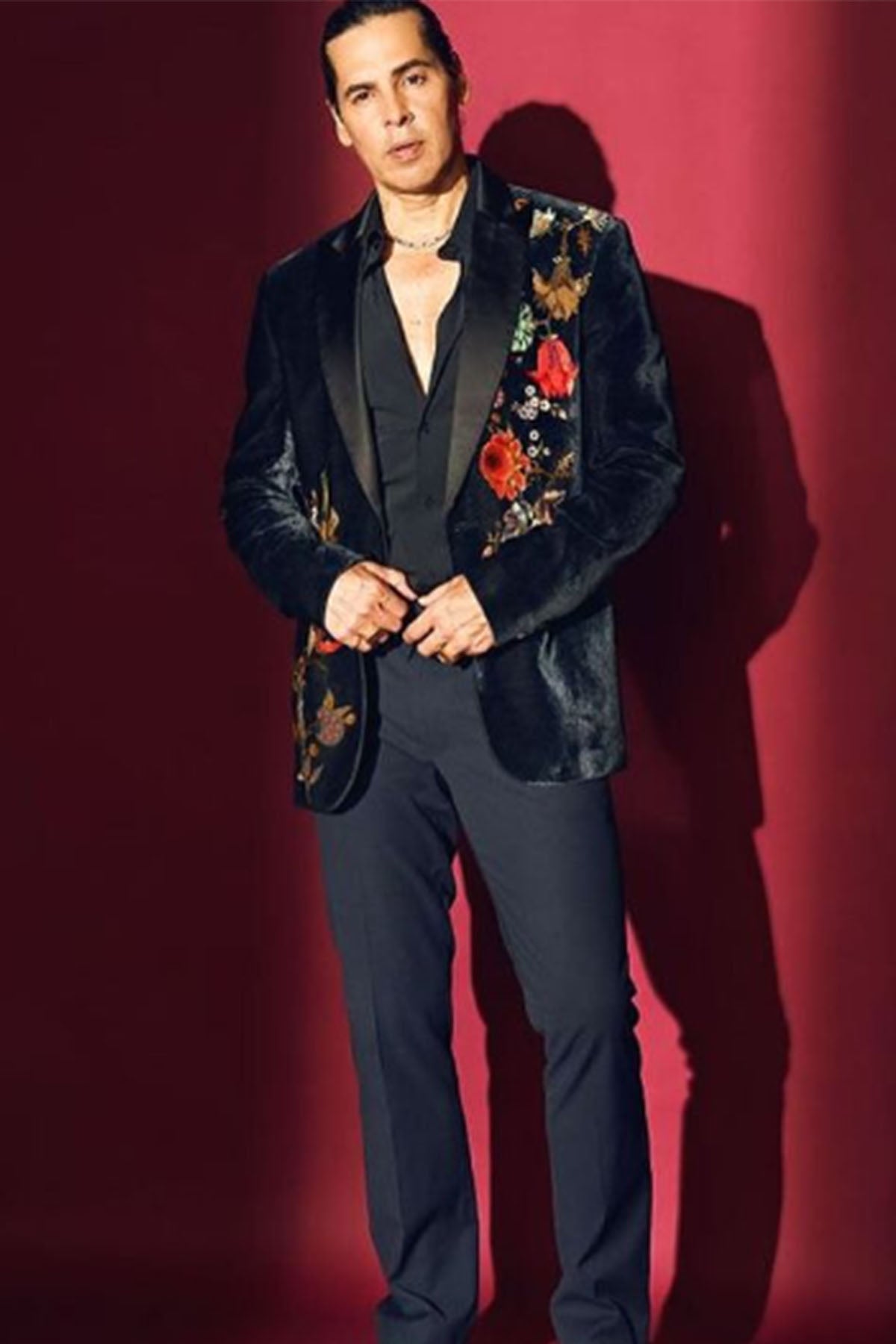 Embroidered Black Velvet Tuxedo