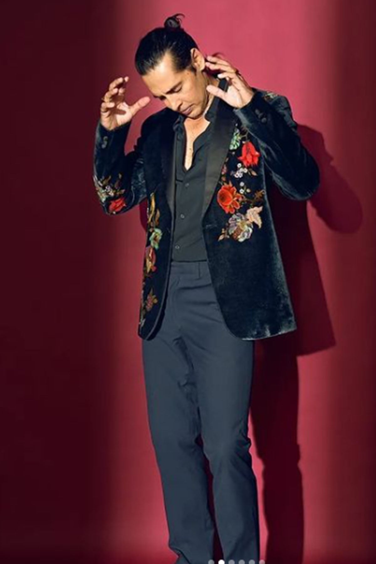 Embroidered Black Velvet Tuxedo