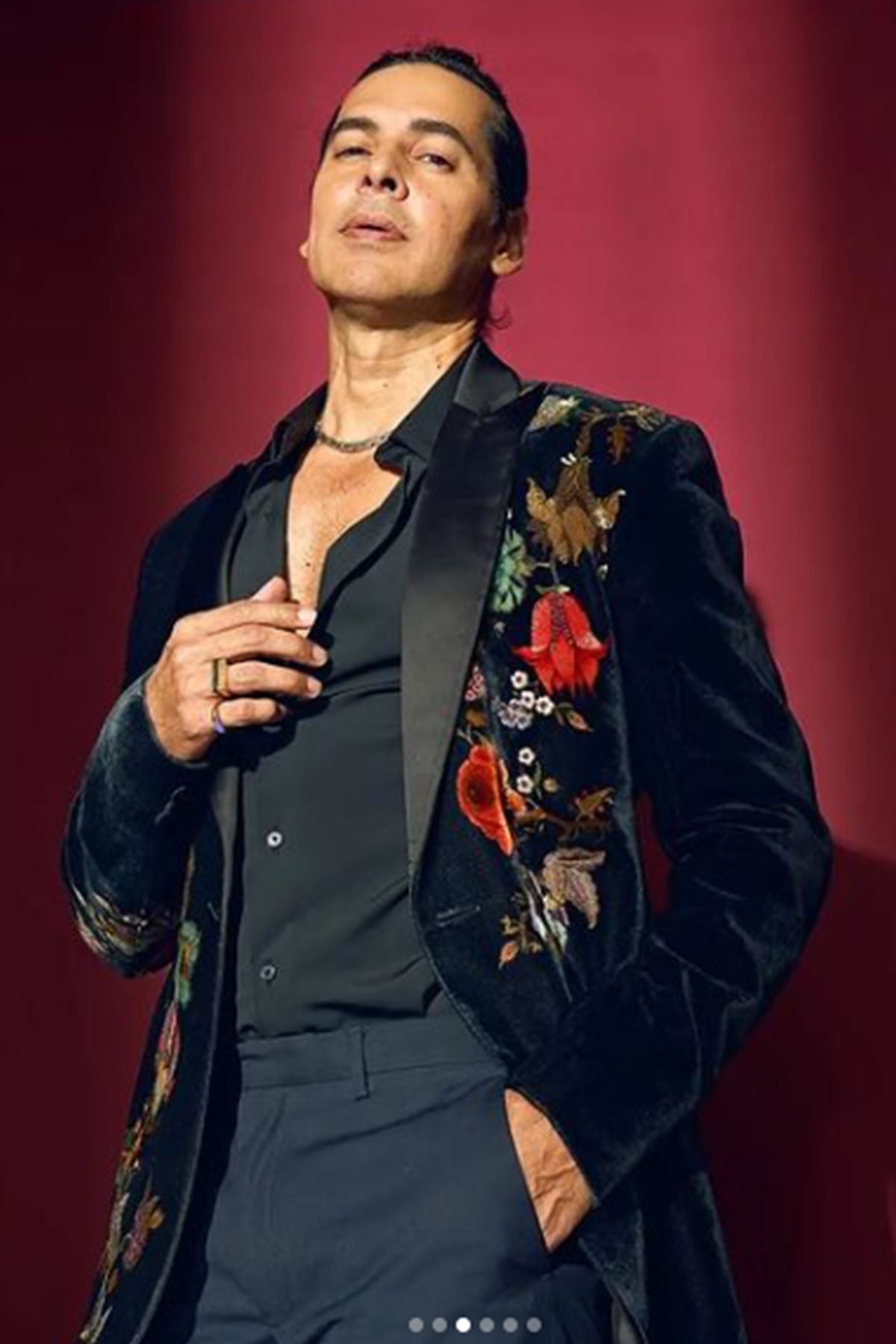 Embroidered Black Velvet Tuxedo