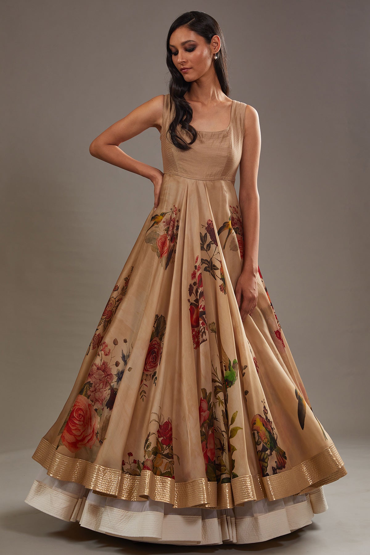 Organza Anarkali Set With Digital Print